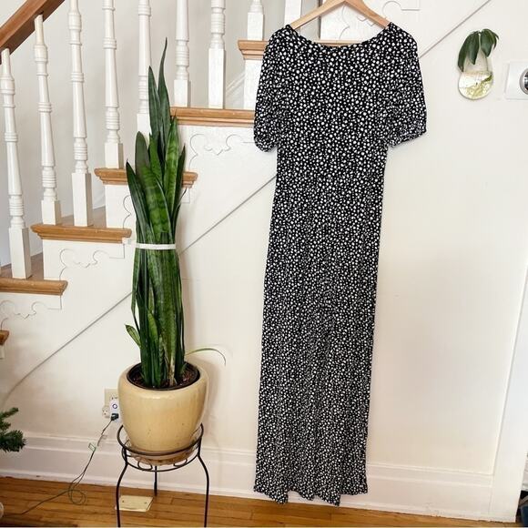 Nasty Gal Black White Jersey Abstract Spot Short Sleeve Jumpsuit Size 10 - Picture 7 of 9